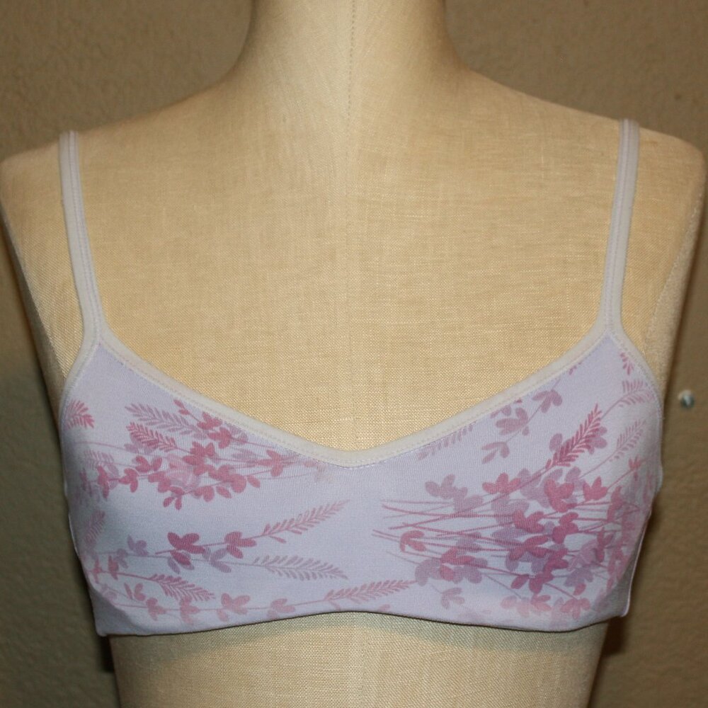 GAP BODY UNDERWIRE FLORAL T-SHIRT BRA IN LILAC AND BURGUNDY - 34B